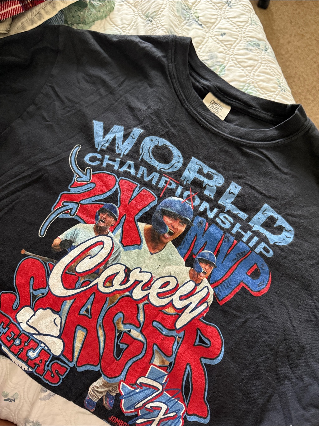 Black Graphic Baseball Championship Tee  Carey Hager